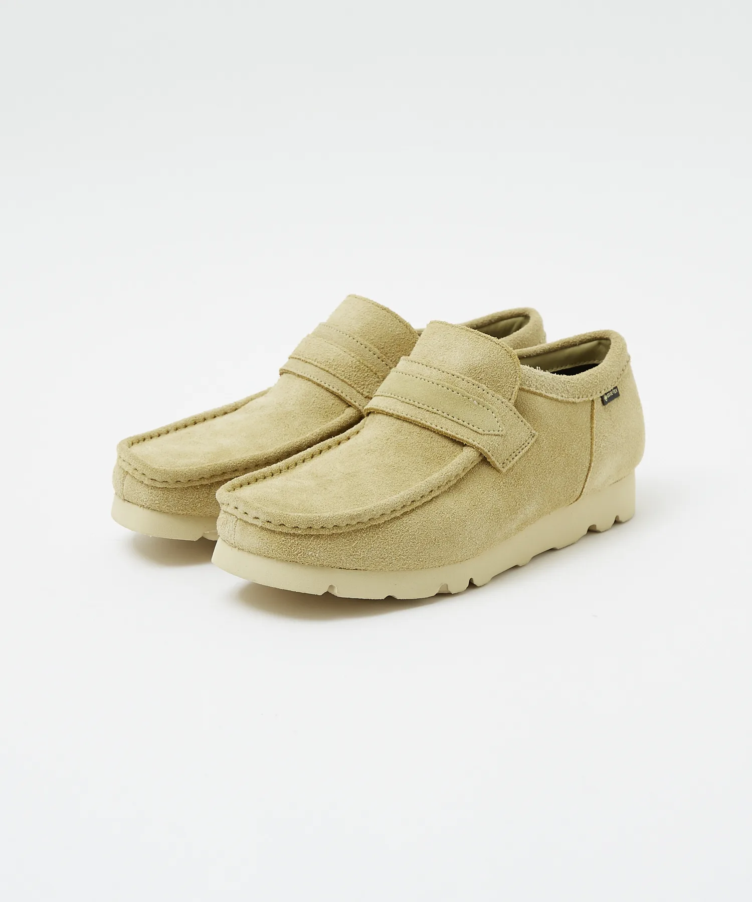 Унисекс кожаные кроссовки-лоферы Clarks Wallabee Loafer GTX бежевые