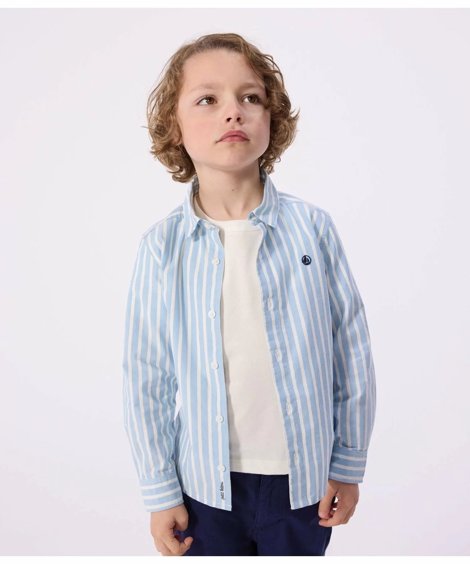 Полосатая рубашка PETIT BATEAU, Light Blue/Off White