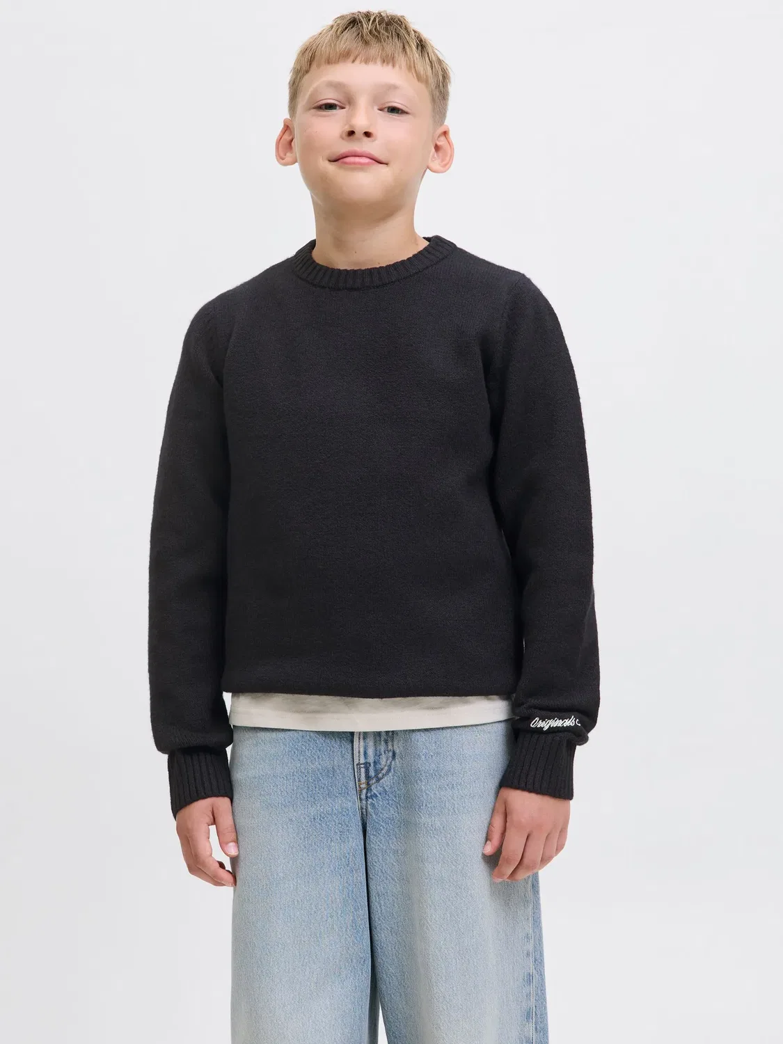 Свитер вязаный JACK & JONES Junior, черный — фото 2