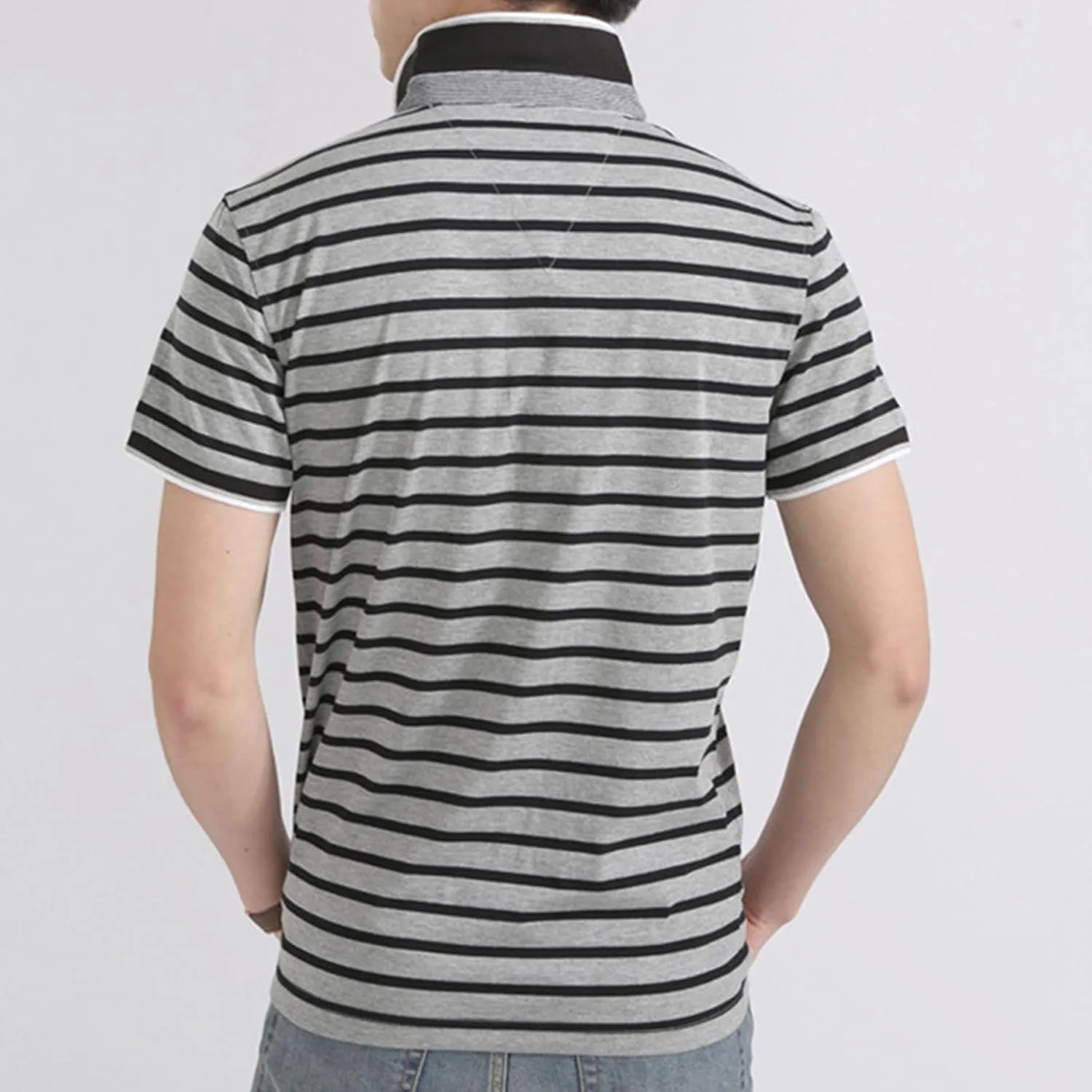 Мужская футболка с полосками на лацкане Slim-Fit — фото 3