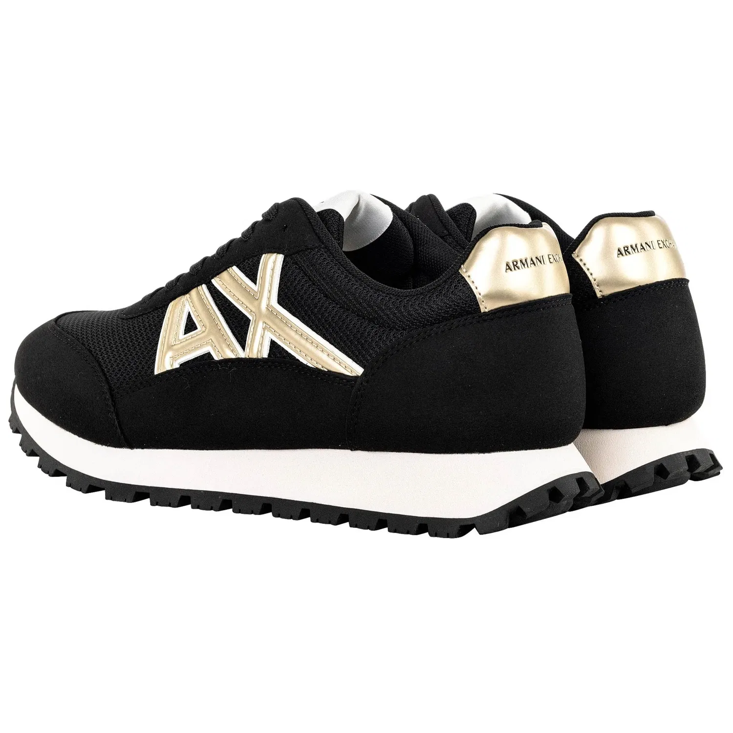 Кроссовки низкие, ретро-дизайн, Armani Exchange, черный/золотой — фото 2
