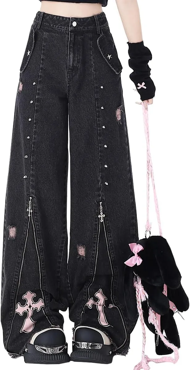

Джинсы Harajuku Fashion High Waist Baggy kakarin choyx