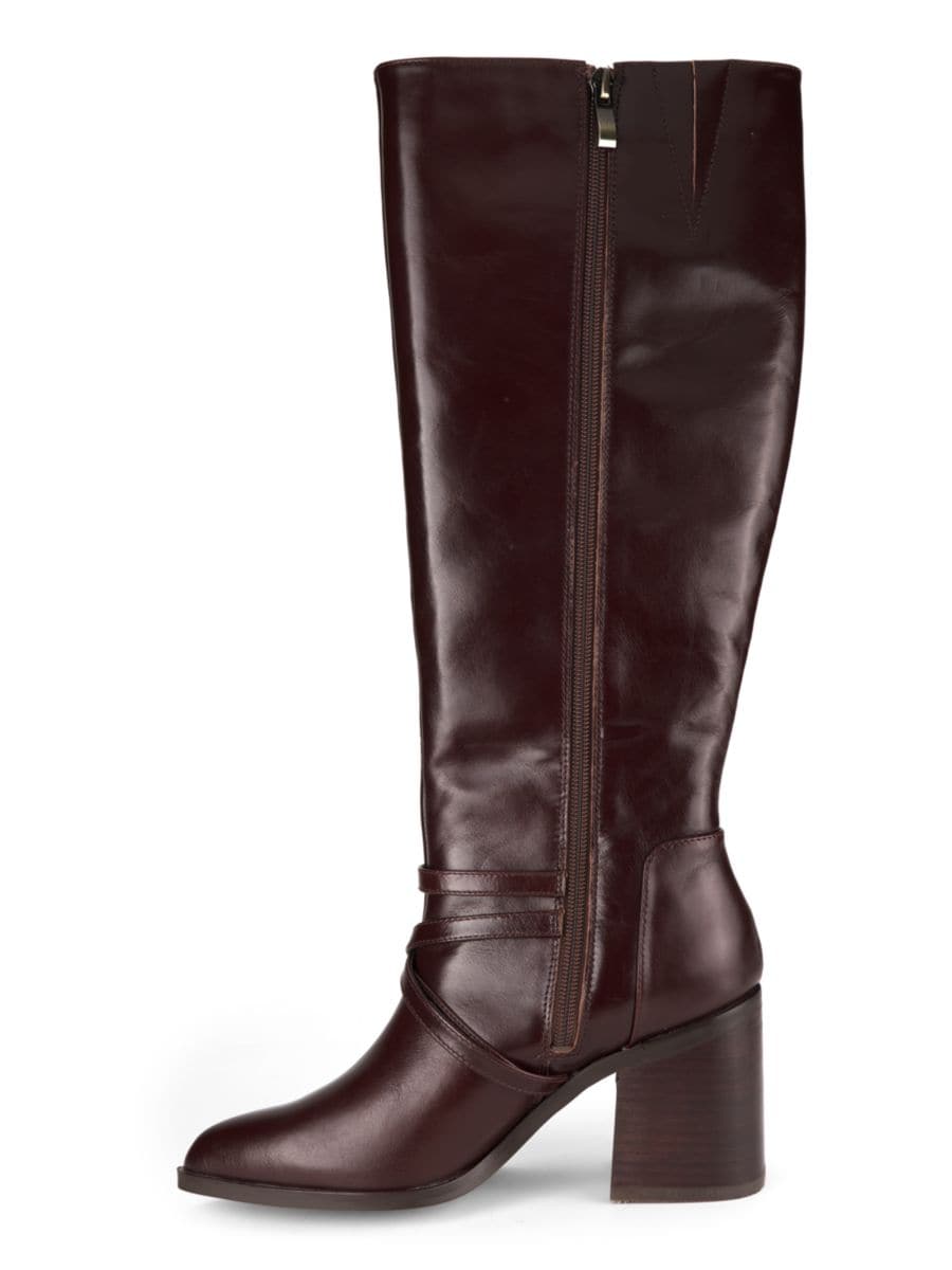 Кожаные сапоги до колена Jacoby 83MM на блочном каблуке Charles David, цвет Cognac — фото 4