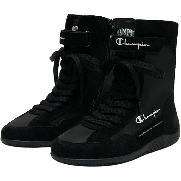 Боксинг бутсы устойчивые к истиранию дышащие ботинки high top kids' Champion Kids, черный — фото 3