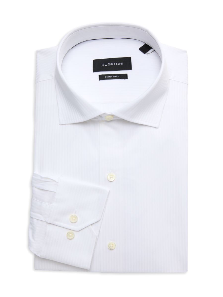 

Рубашка Ethan Comfort Stretch Fit в полоску Bugatchi, белый