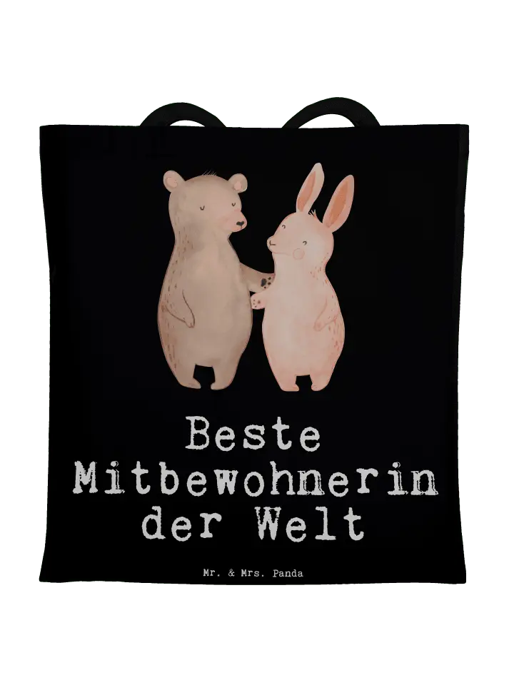 

Сумка для переноски Mr & Mrs Panda Hase Beste Mitbewohnerin der Welt m, черный