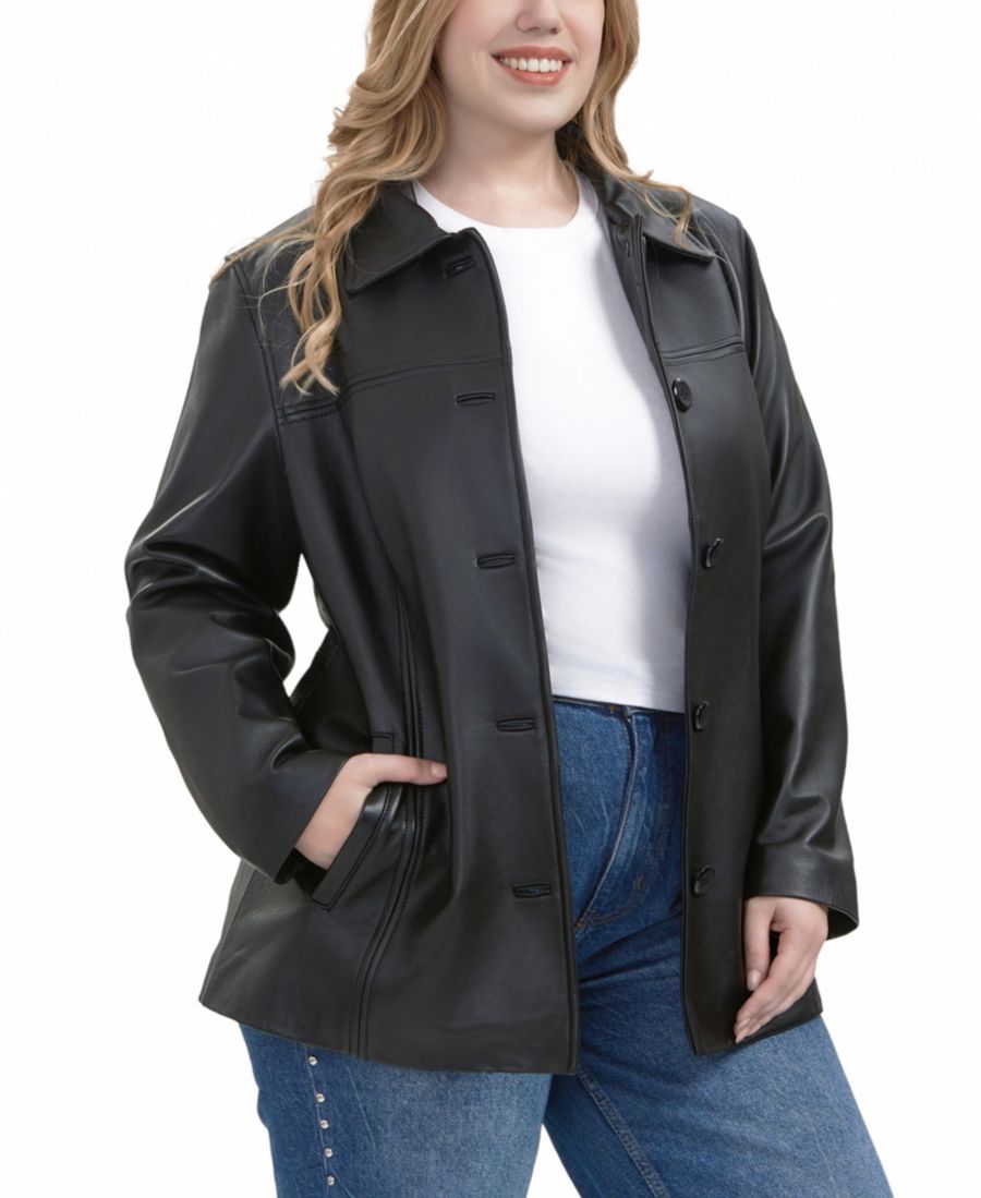 

Пальто Evie Leather Car Coat больших размеров BGSD, Black