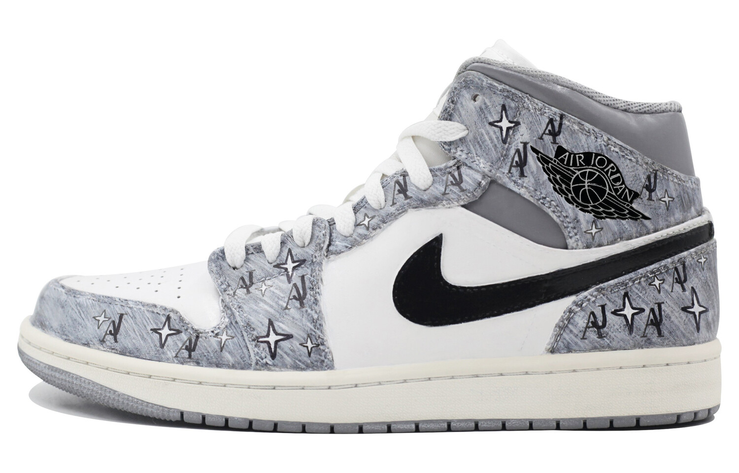 

Кроссовки Air Jordan 1 Vintage Basketball Shoes Women's Mid-top Gray/White, серый