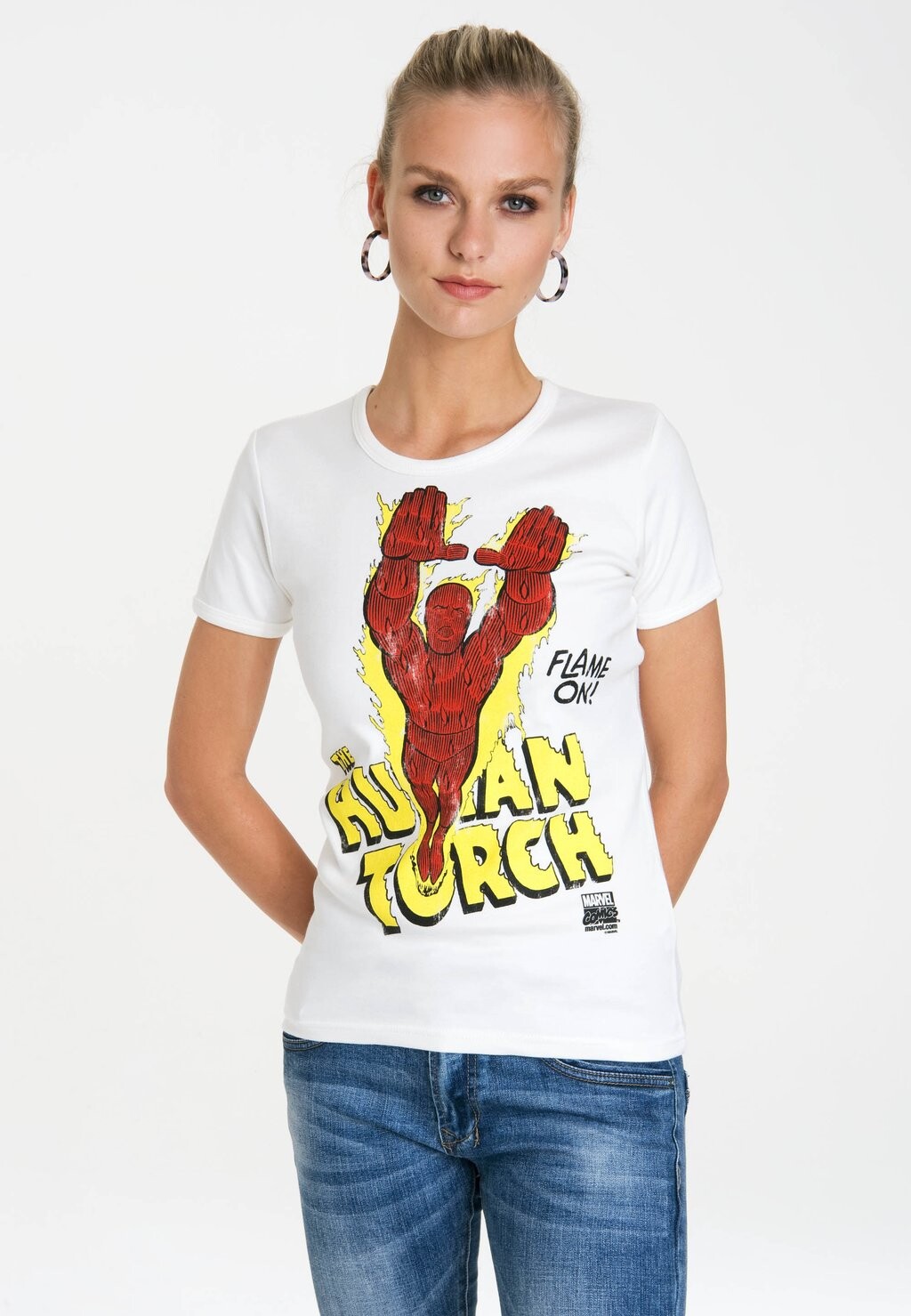 

Футболка с принтом HUMAN TORCH – FLAME ON LOGOSHIRT, белый