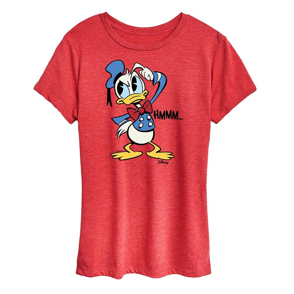 

Женская футболка Disney's Donald Duck с рисунком Hmmm, цвет Heather Red