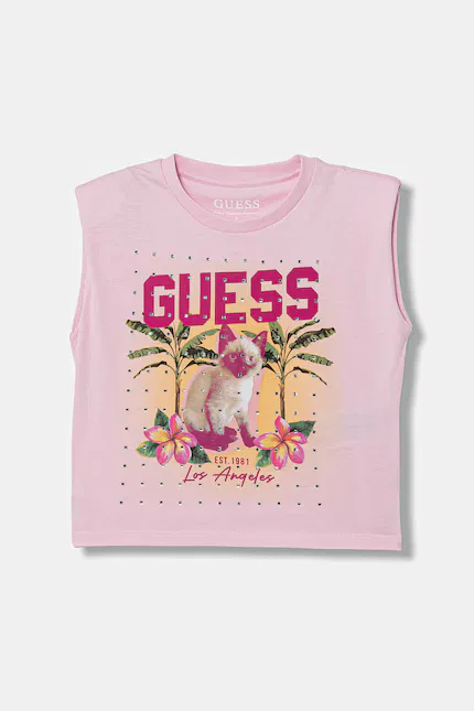 Топ без рукавов хлопковый Guess, розовый