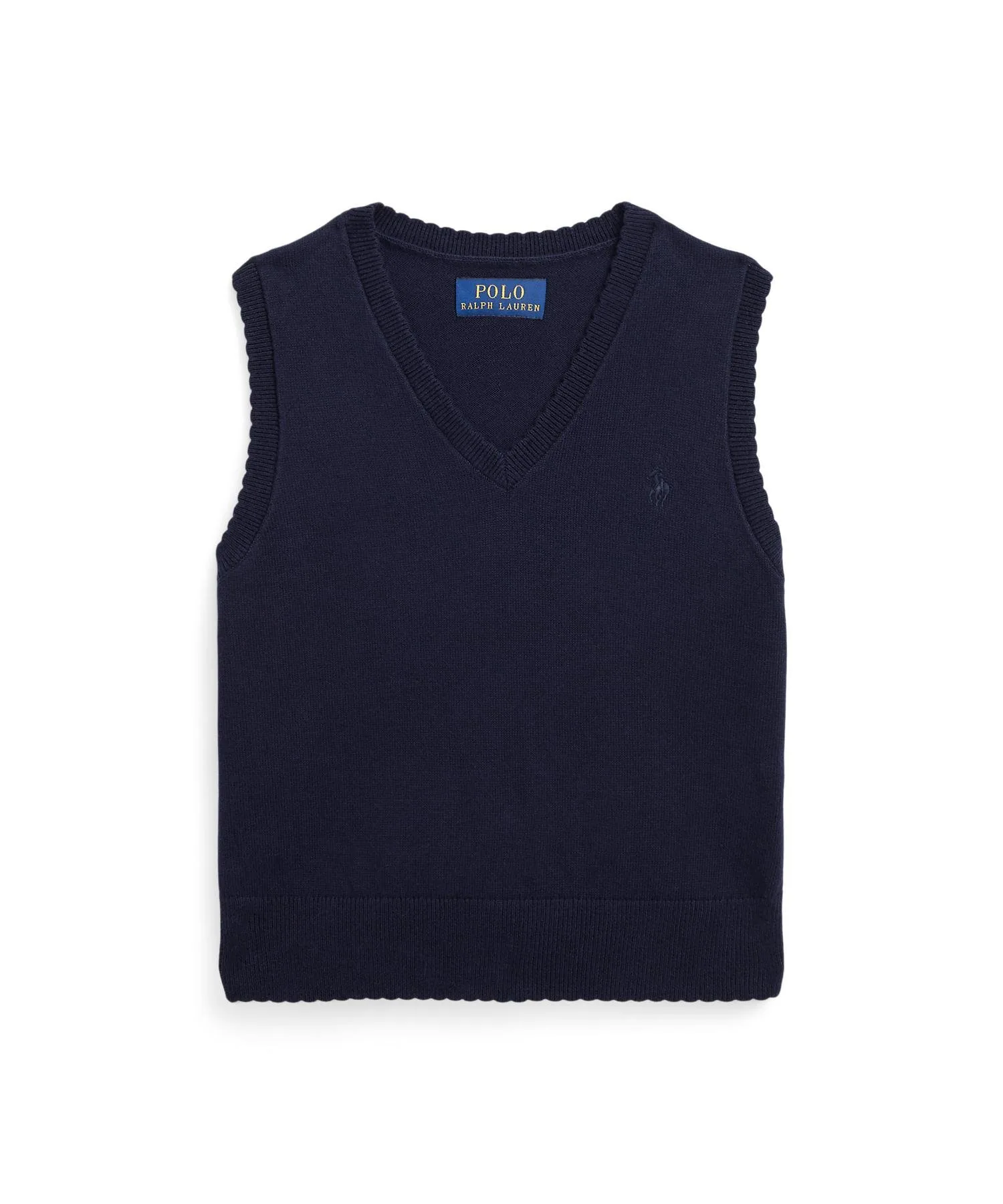 (Девочки 2-6 лет) Хлопковый жилет с фестончатым краем Polo Ralph Lauren, 410 Navy
