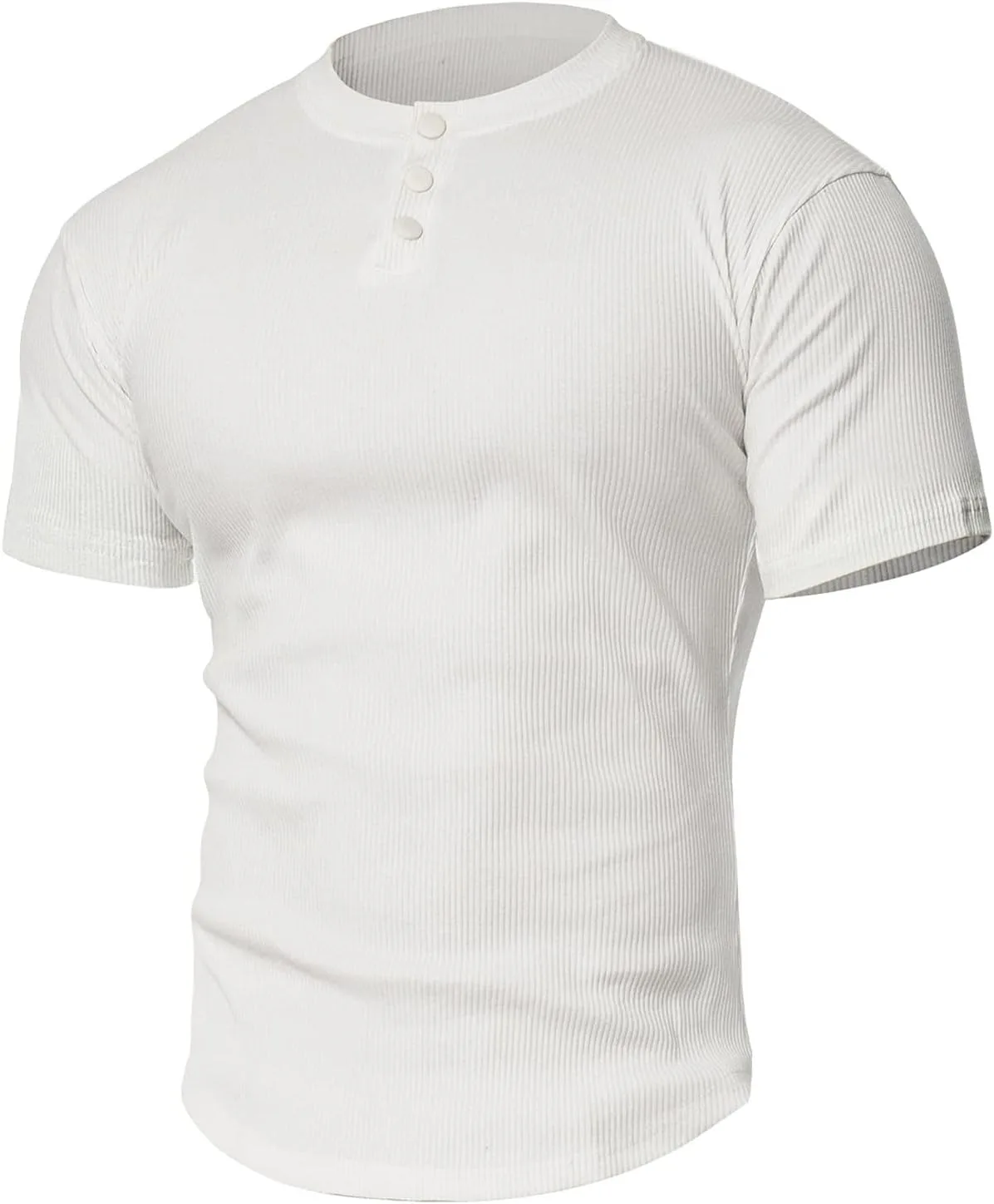 Мужская футболка хенли с коротким рукавом, slim fit, хлопок