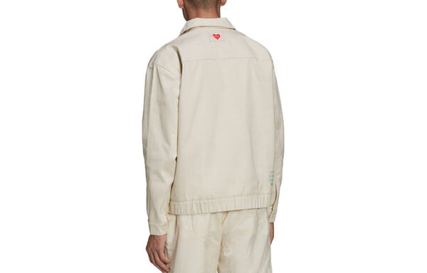 Куртка adidas originals Lapel Solid Color Sports Yellow White Jacket, белый — фото 2