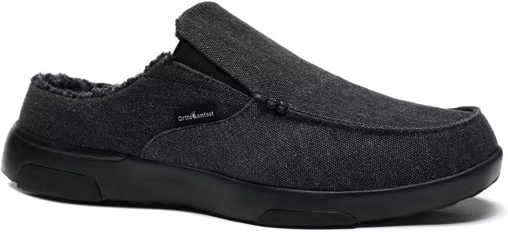 

Мужские ортопедические слипоны OrthoComfoot с поддержкой свода стопы: повседневные тапочки при плантарном фасциите для плоскостопия, удобная ортопедическая обувь для облегчения болей в стопе и пятке, черный