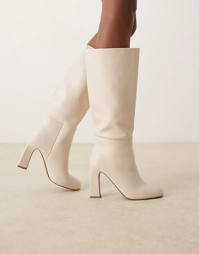 Женские сапоги ASOS DESIGN Carly на блочном каблуке, бежевый