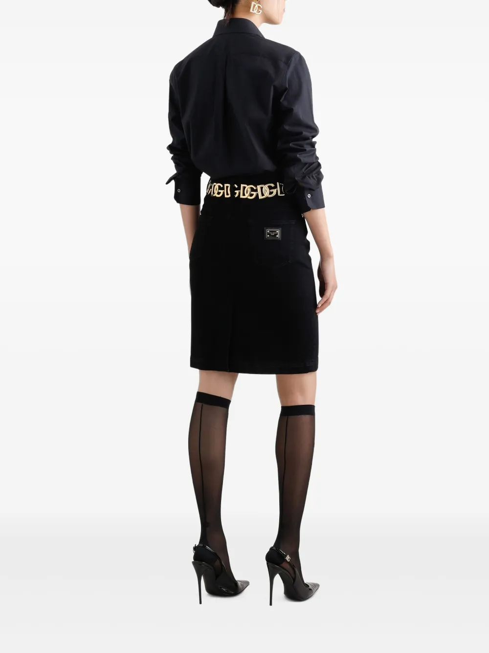 Рубашка с кружевными вставками Dolce & Gabbana, черный — фото 3