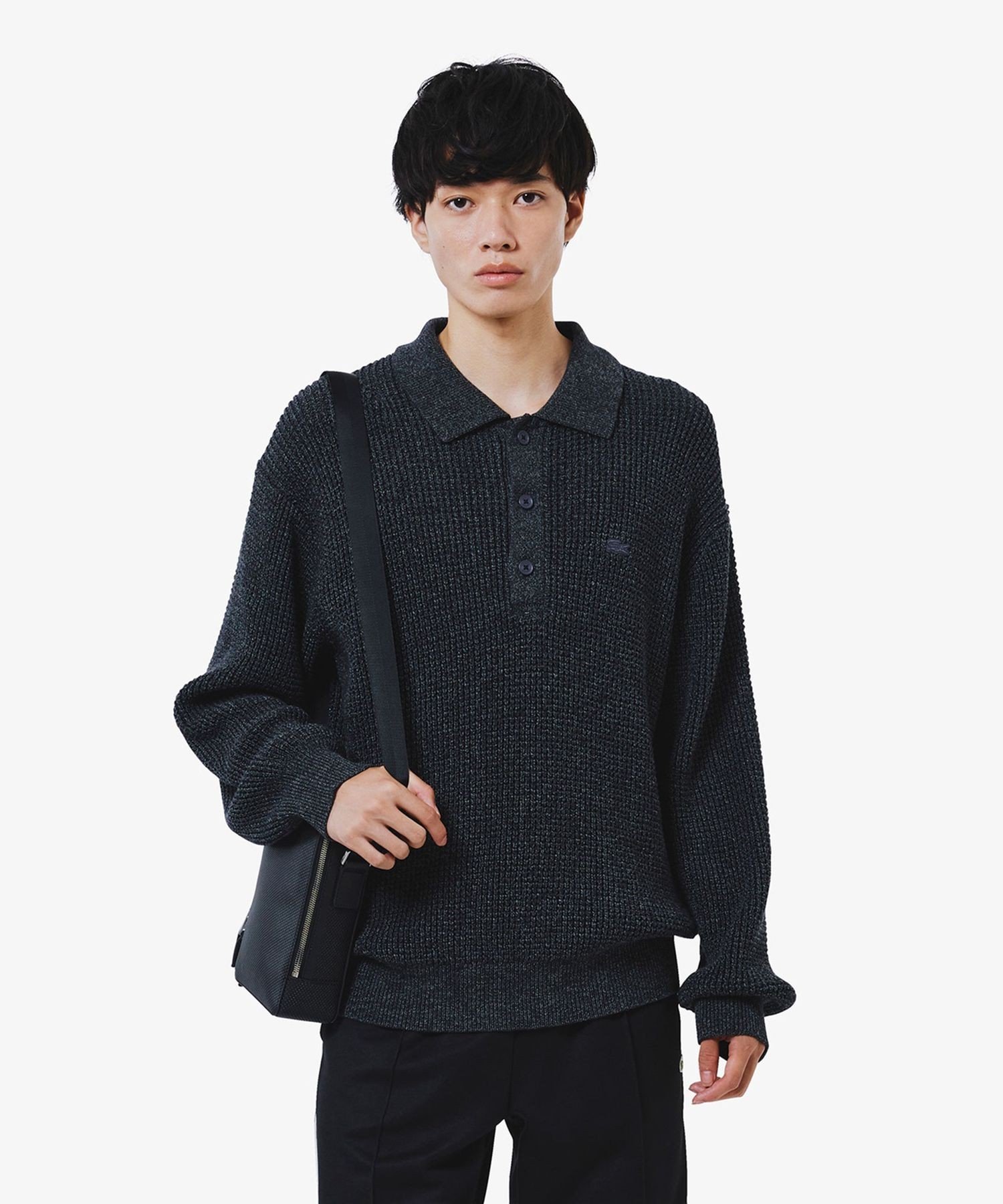 Свитер LACOSTE Вафельный вязаный, Серый