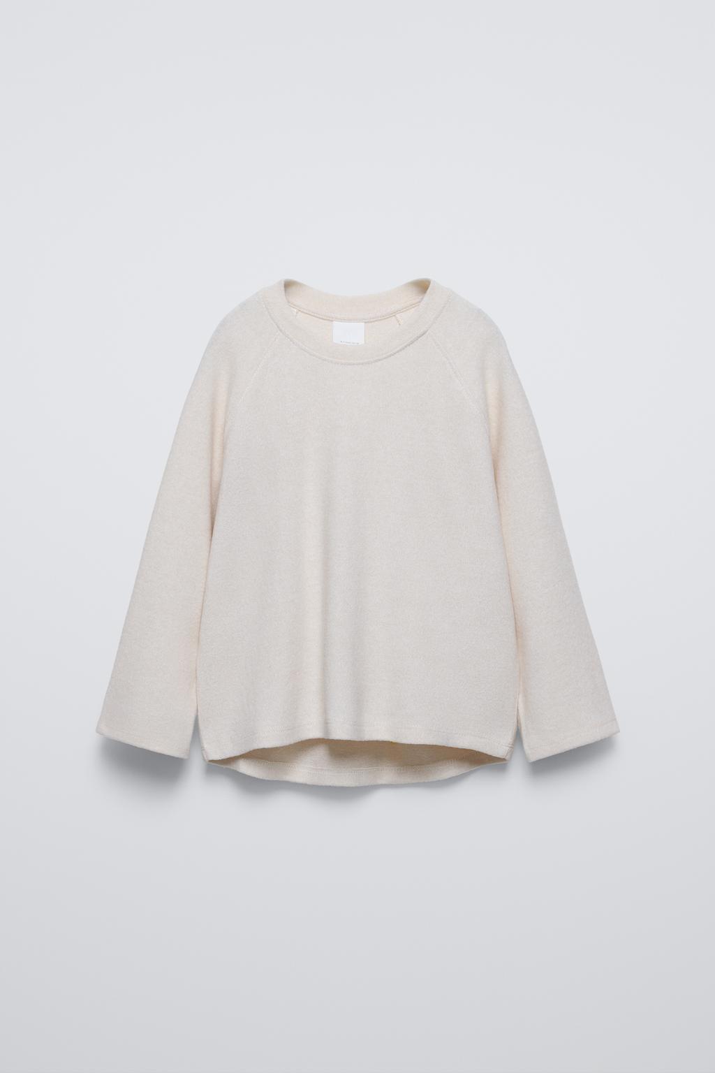 

Однотонная мягкая футболка на ощупь ZARA, бежевый