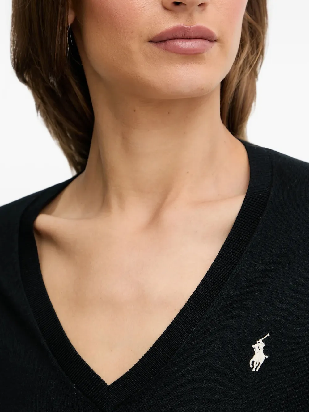 Свитер с V-образным вырезом и логотипом POLO RALPH LAUREN, черный — фото 4