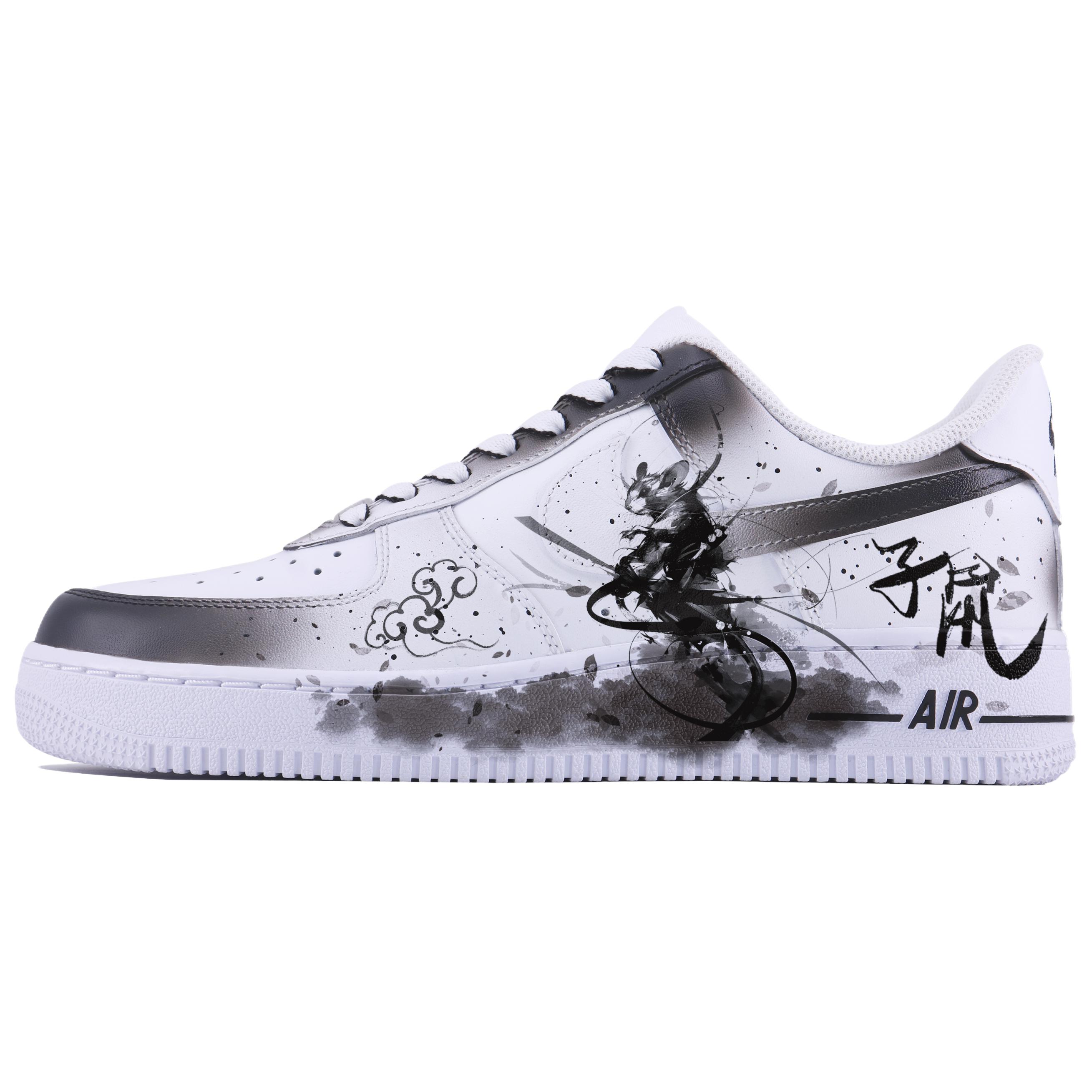 

Nike Кроссовки для скейтборда Air Force 1 Auspicious Rat SDS, износостойкие, низкие, мужские, белые, черные