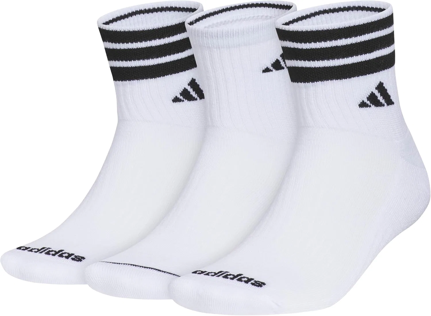 Носки мужские с амортизацией adidas, 3 пары, White/Black/3-stripe/4
