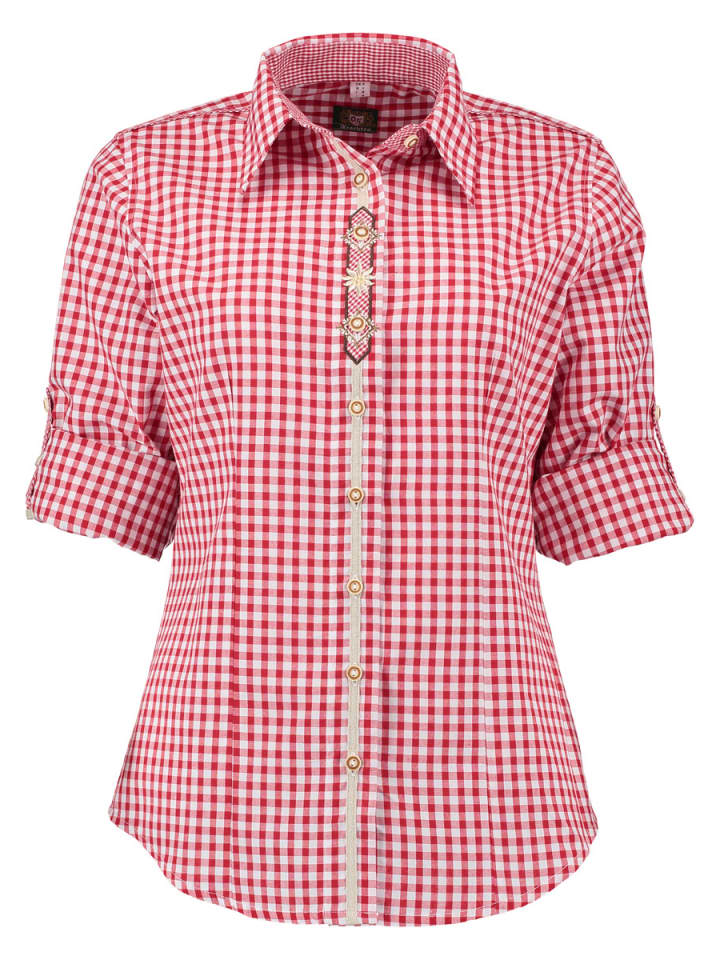 

OS-Trachten Традиционная блузка Flosa среднего красного цвета