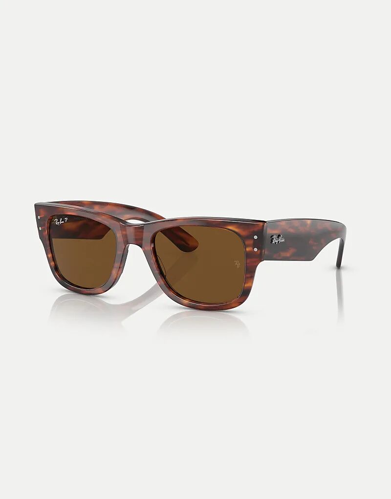 

Солнцезащитные очки Ray-Ban Mega Wayfarer с квадратными поляризованными линзами коричневого цвета в полоску цвета «гавана»