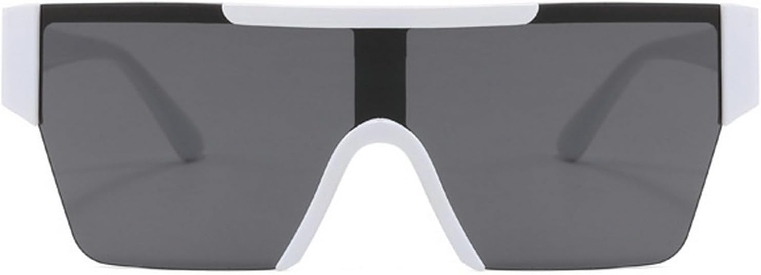 

Квадратные солнцезащитные очки для женщин, большие солнцезащитные очки с плоским верхом и зеркальными линзами для мужчин, винтажные солнцезащитные очки-щитки mincl, White Black