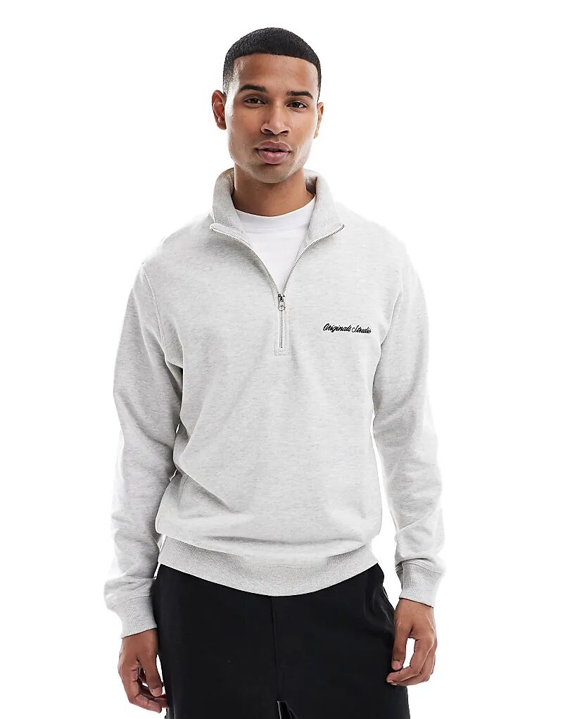

Свободная толстовка Jack & Jones с застежкой-молнией на четверть оборота, цвет: серый меланж