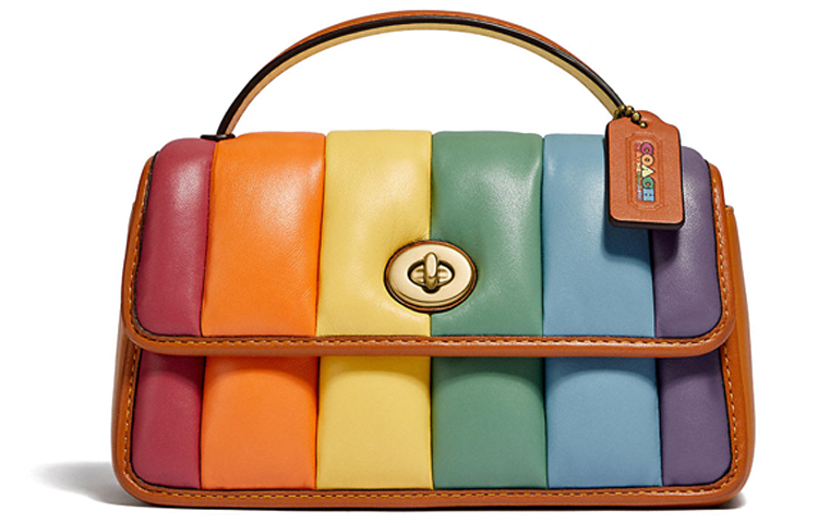 

COACH Замковая кожаная сумка через плечо маленькая женская радужная