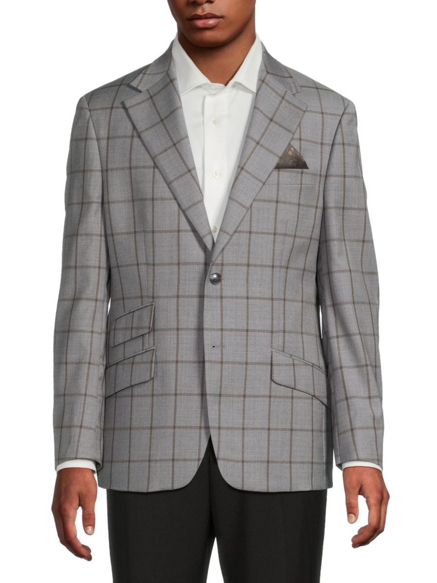 

Спортивное пальто Slim Fit из шерстяной смеси фланели Windowpane Tallia, цвет Grey Brown, Серый, Спортивное пальто Slim Fit из шерстяной смеси фланели Windowpane Tallia, цвет Grey Brown