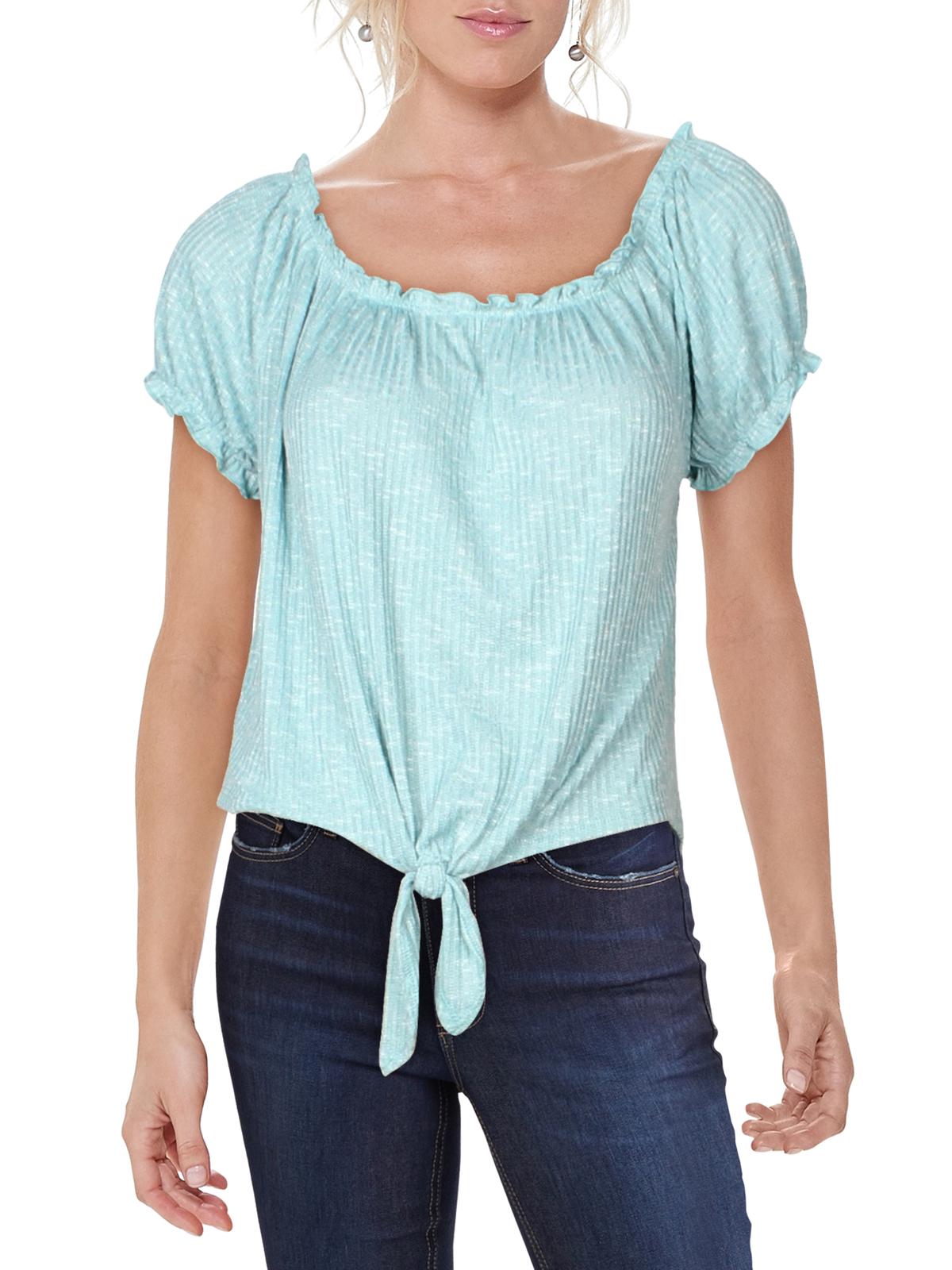 

Топ Juniors Womens с открытыми плечами, меланжевого цвета Crave Fame, цвет aqua