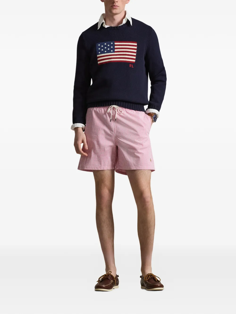 Плавки-шорты с кулиской и полосками Polo Ralph Lauren, розовый — фото 2