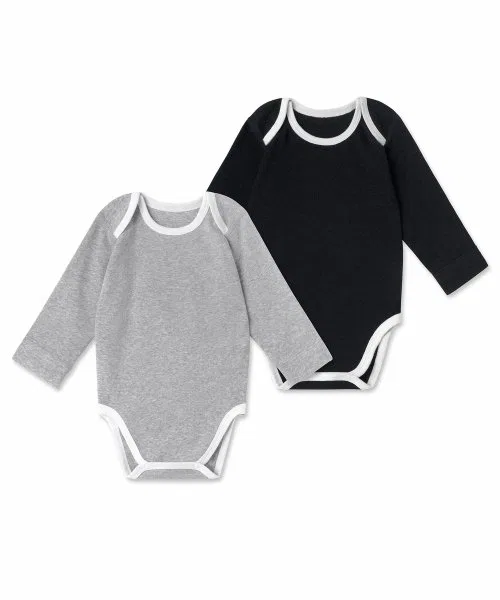 Боди-слип 2 шт., хлопок, MUSINSA STANDARD KIDS, чёрный/меланжевый серый
