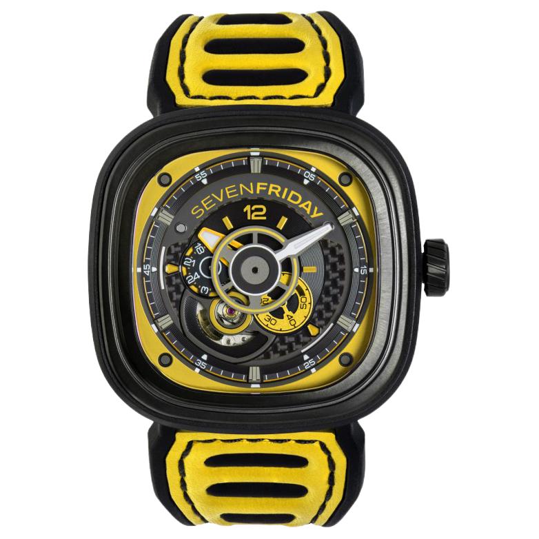 

SEVENFRIDAY Часы Automatic Mechanical Movement Men's Watch Watch Yellow Watch Dial Genuine Leather Strap