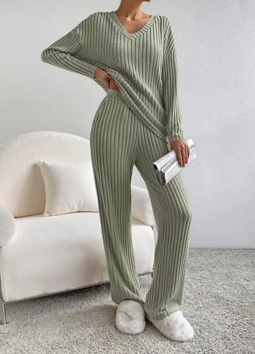 Спортивный костюм Ribbed Lounge Wear Set, Green — фото 4