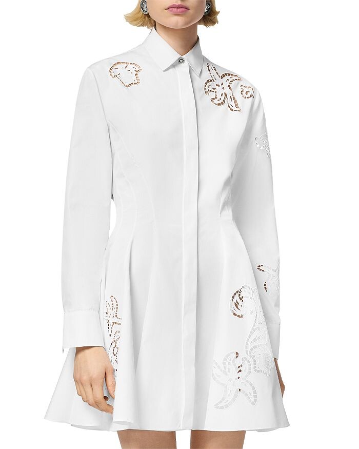

Мини-платье Versace из поплина с вырезами, белый