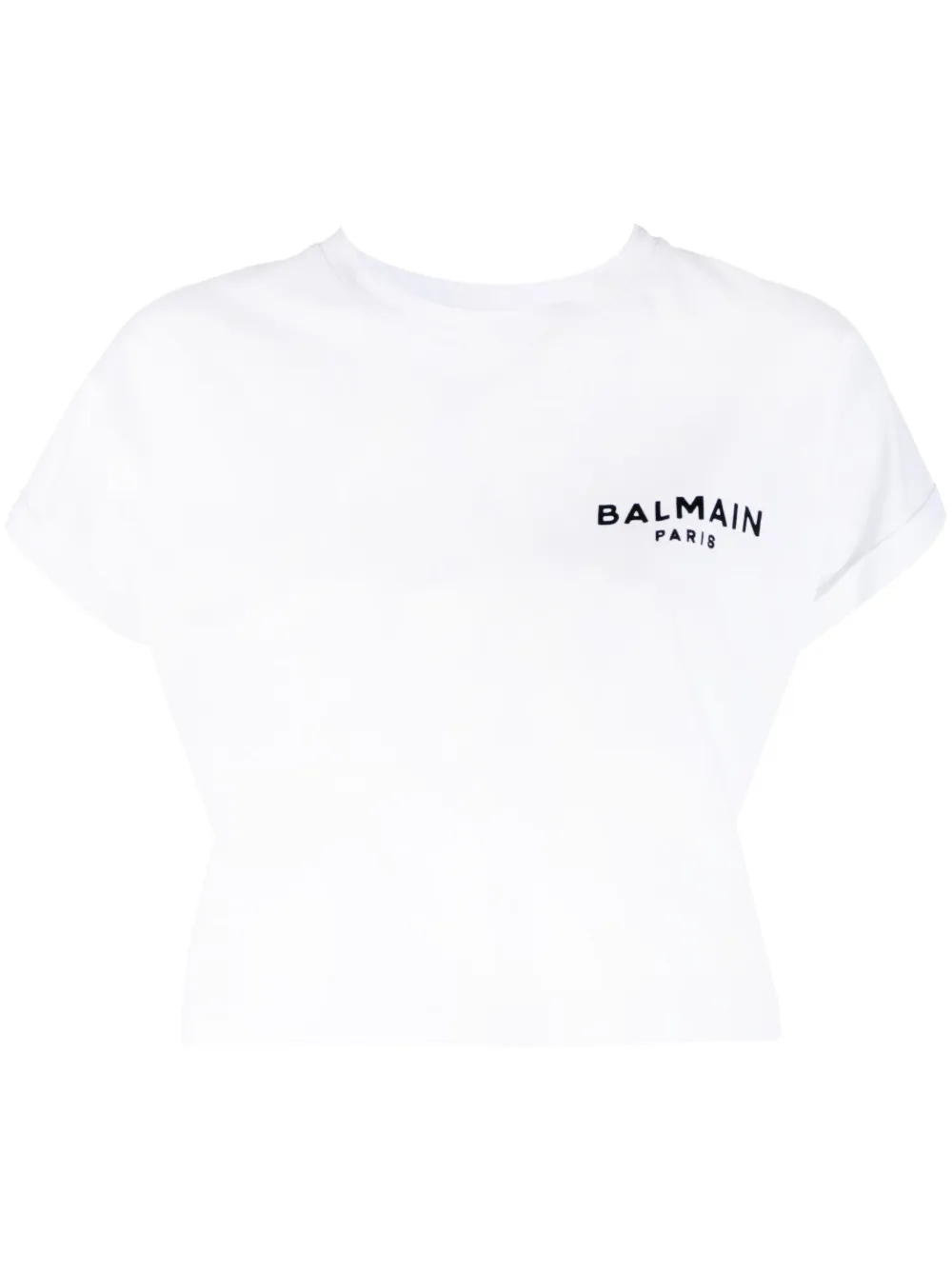 

Укороченная футболка с логотипом BALMAIN, белый