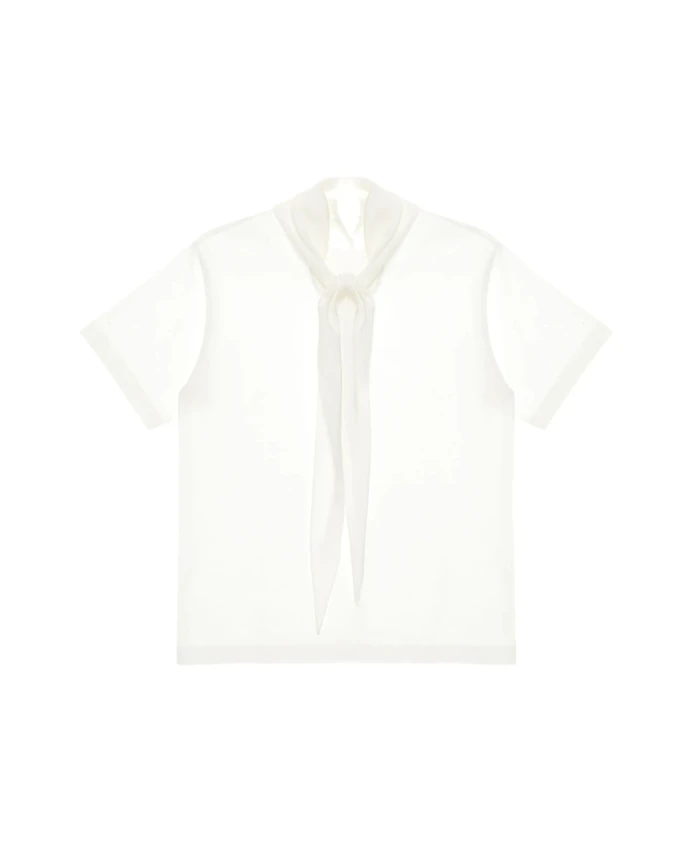 

Хлопковая футболка с воротником-шалью Carven, белый