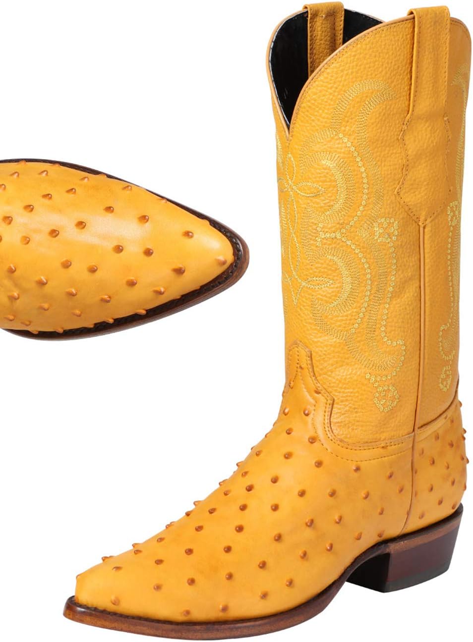 

Мужские ковбойские вестерн-бутсы с принтом страуса из натуральной кожи с заостренным носком El Seor de los Cielos Generic, Butter