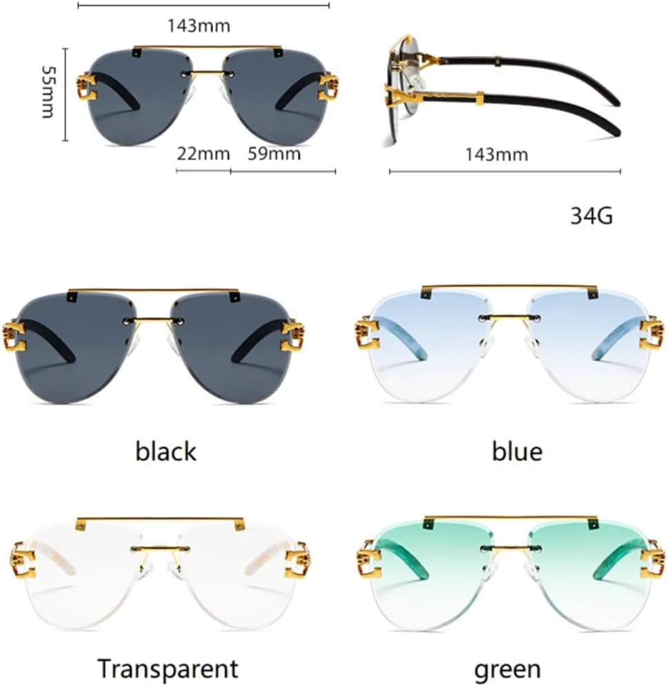 

Роскошные модные безрамочные солнцезащитные очки с двойным оправой и градиентным переходом цвета для женщин и мужчин с леопардовым принтом TVTBBVV, Black