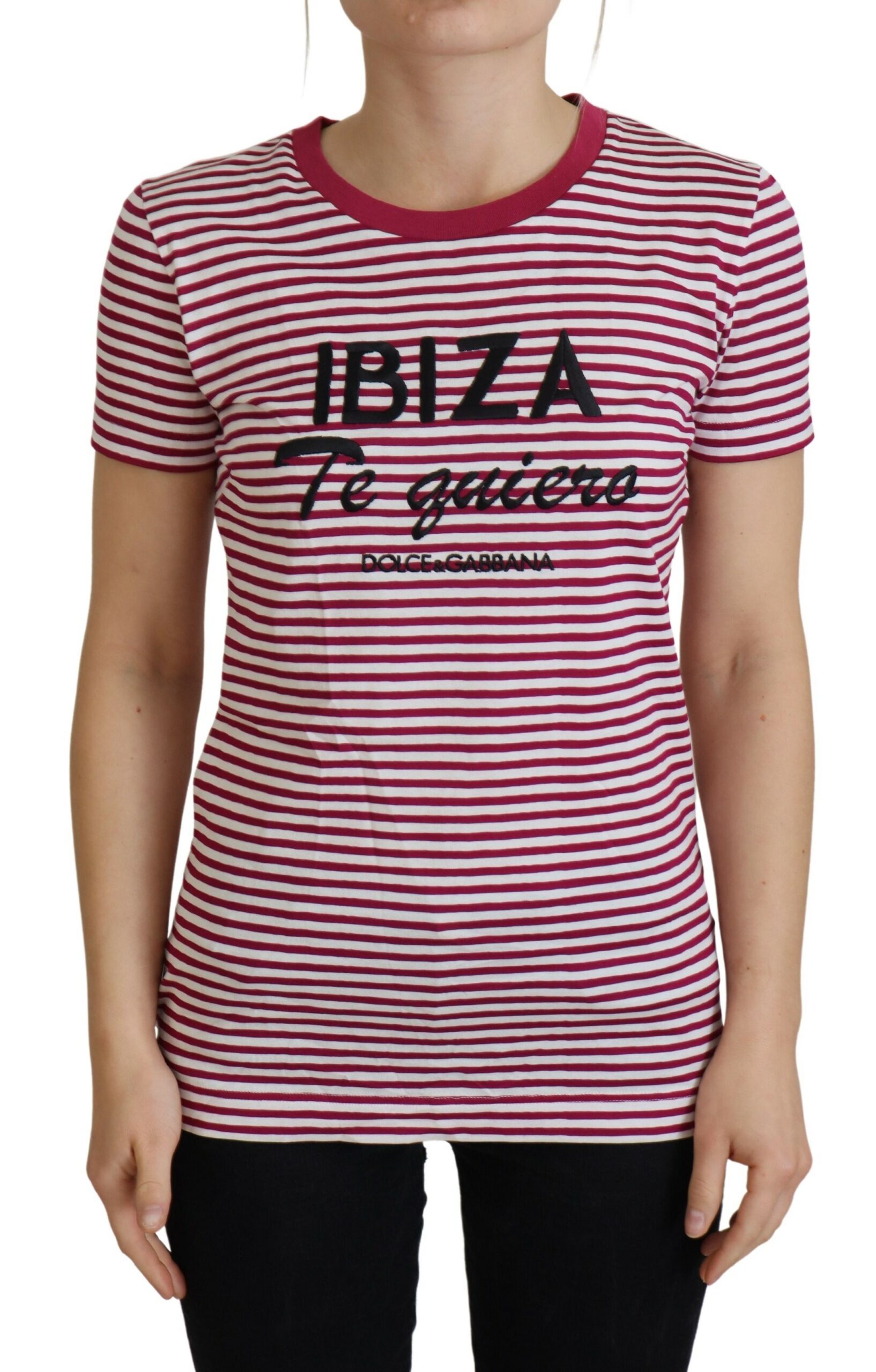 

Эксклюзивная полосатая футболка Ibiza с круглым вырезом Dolce & Gabbana, розовый