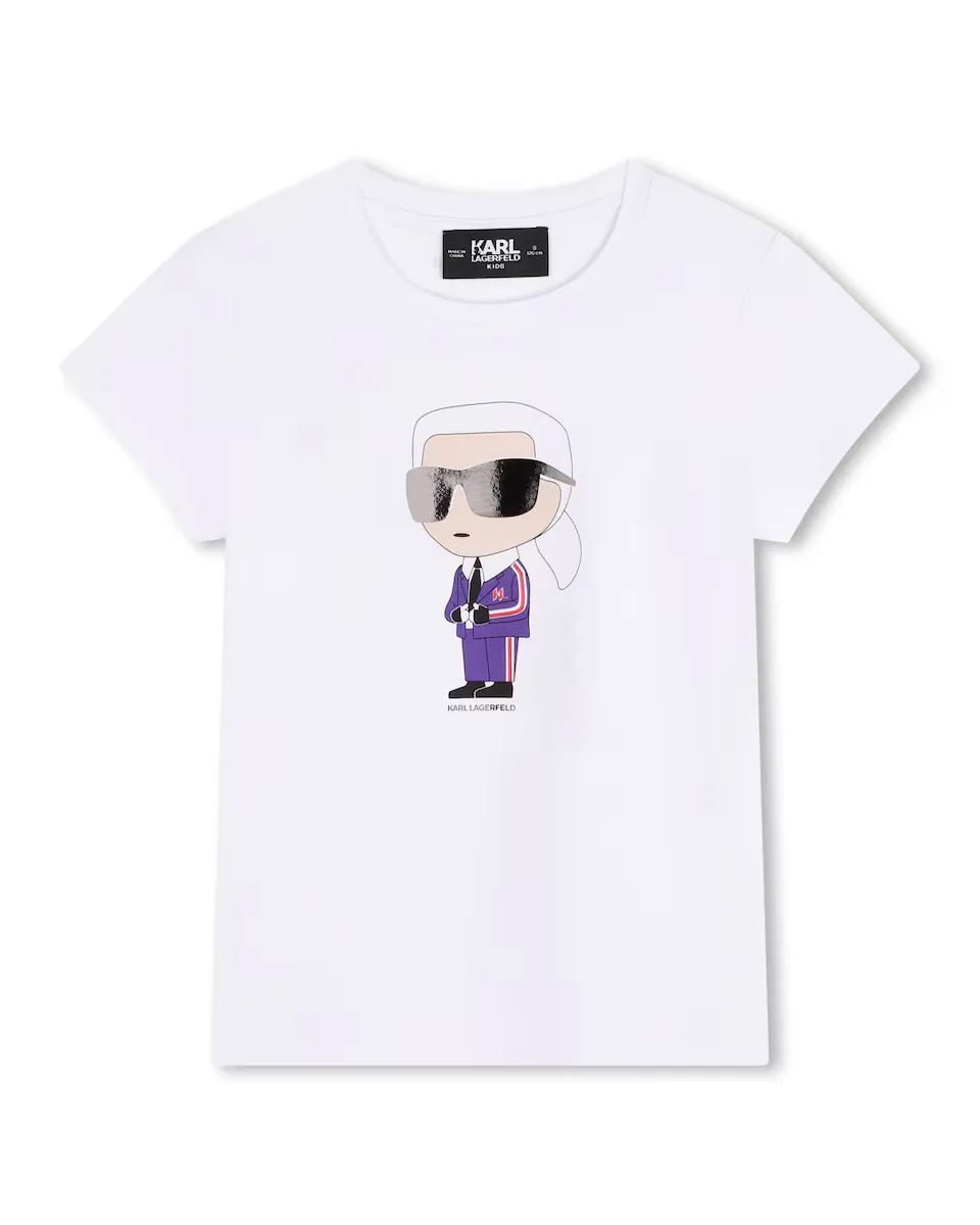 

Футболка для девочки с коротким рукавом и рисунком спереди Karl Lagerfeld Kids, белый