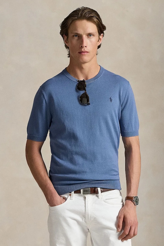 

Хлопковая футболка Polo Ralph Lauren, синий