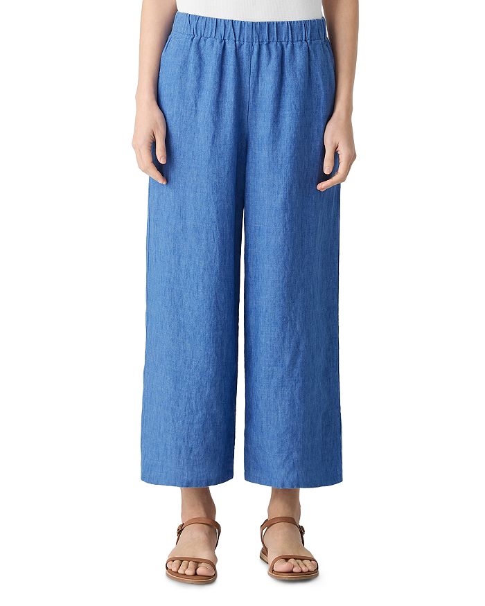 

Широкие брюки из постиранного льна Délavé Eileen Fisher, синий