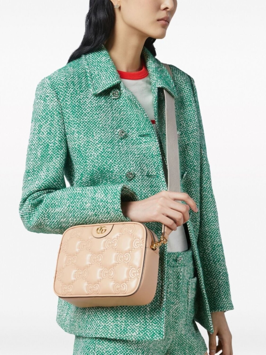 

Маленькая стеганая сумка Gucci с логотипом GG, розовый