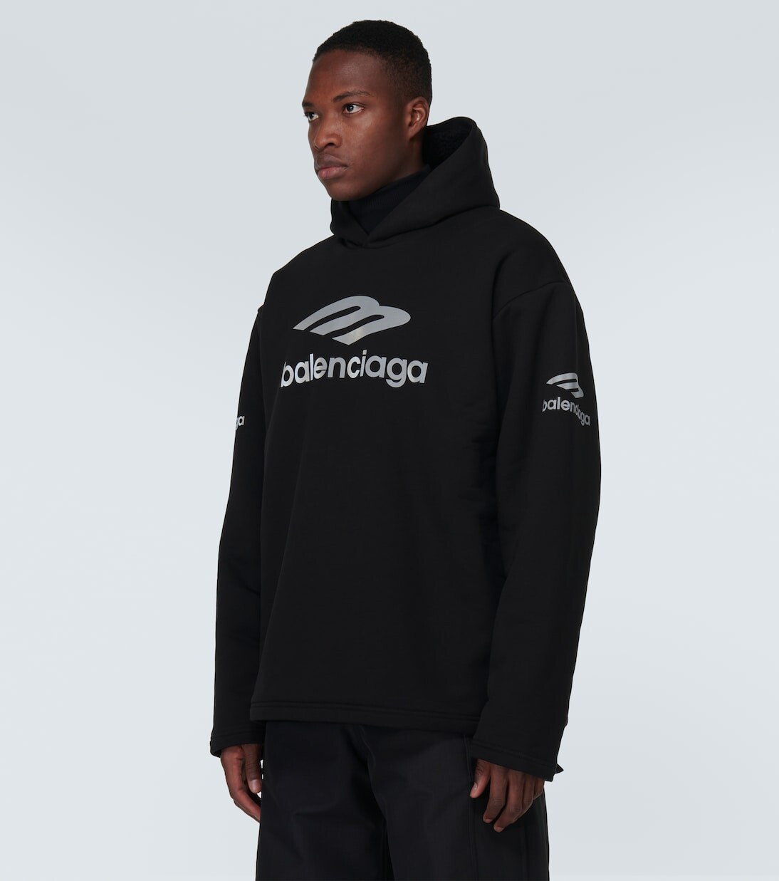 Толстовка из хлопкового флиса 3b sports icon Balenciaga, черный — фото 3