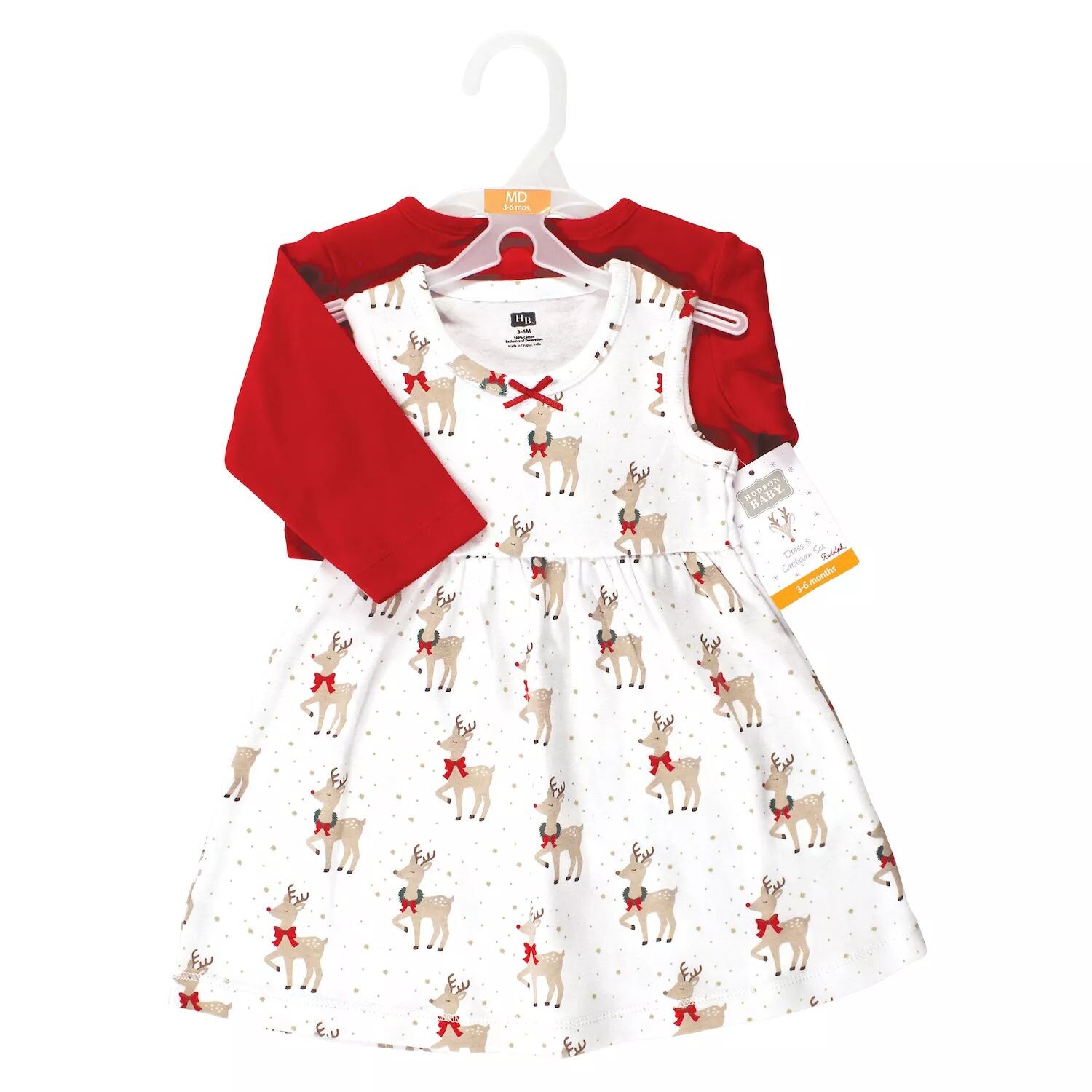 Комплект из хлопкового платья и кардигана для младенцев и малышей Hudson, Fancy Rudolph Hudson Baby