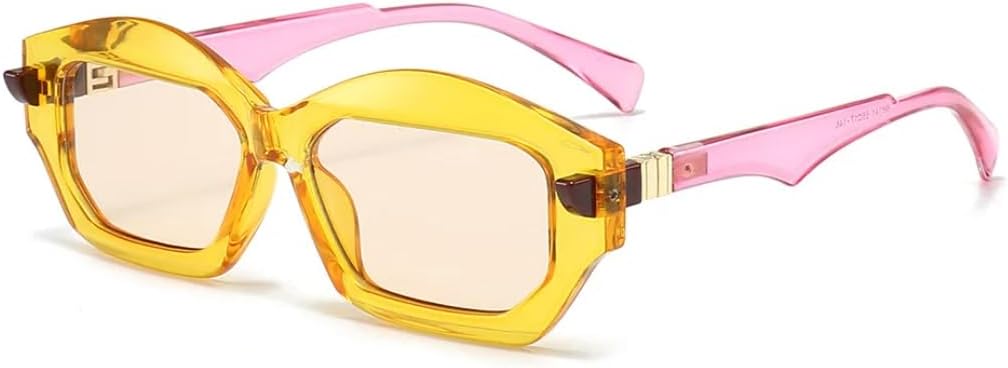 

Уникальные солнцезащитные очки неправильной квадратной формы для женщин, двухцветные, в стиле ретро для мужчин, с заклепками, градиентные, с защитой от УФ-излучения UV400 UATXTAU, Yellow